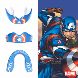Captain America Metallic Sports Mouthguard Dual Layer Premium Protection Adults Gum Shield with Case for Boxing, MMA, Rugby, Martial Arts, Judo and
