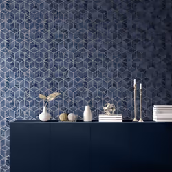 Elixir Cube Blue & Silver Geometric Marble Bedroom Wallpaper Living Room Wallpaper Rolls