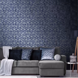 Elixir Cube Blue & Silver Geometric Marble Bedroom Wallpaper Living Room Wallpaper Rolls