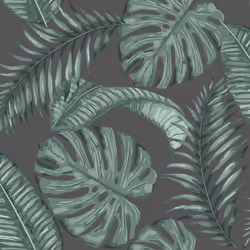 Dominica Black Green Wallpaper Skinny Dip London Palm Leaf Jungle Tropical