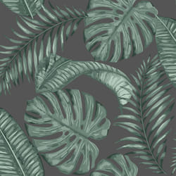 Dominica Black Green Wallpaper Skinny Dip London Palm Leaf Jungle Tropical