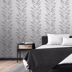 Dhara Leaf Wallpaper Silver Muriva 191501