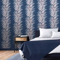 Dhara Leaf Wallpaper Blue Muriva 191503