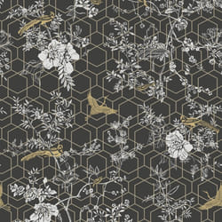 Muriva Lipsy London Himara Charcoal Gold Wallpaper 144071