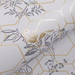 Muriva Lipsy London Himara Grey Gold Wallpaper 144072