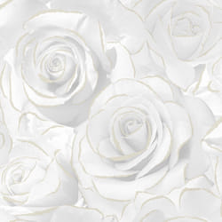 Muriva Madison Glitter White Wallpaper Floral Rose Flower Textured Modern Gold