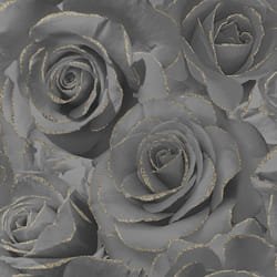 Muriva Madison Glitter Black Wallpaper Floral Rose Flower Textured Modern Gold