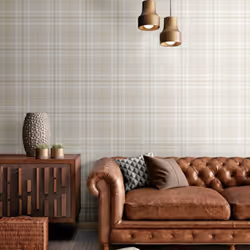 Catherine Lansfield Kelso Check Cream Wallpaper Check Pattern Paste The Paper