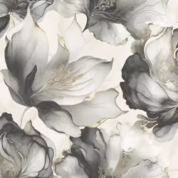 Muriva Elysian Floral Petal Pastel Wallpaper - Black and Gold 212502