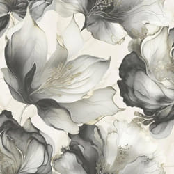 Muriva Elysian Floral Petal Pastel Wallpaper - Black and Gold 212502