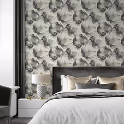 Muriva Elysian Floral Petal Pastel Wallpaper - Black and Gold 212502