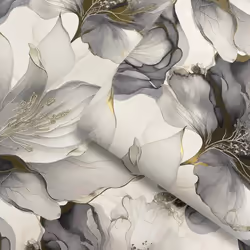 Muriva Elysian Floral Petal Pastel Wallpaper - Black and Gold 212502
