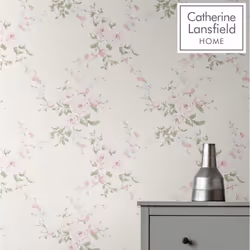 Catherine Lansfield Canterbury Floral Wallpaper Cream/Pink Muriva 165507