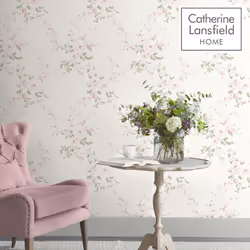 Catherine Lansfield Canterbury Floral Wallpaper Cream/Pink Muriva 165507