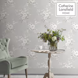Catherine Lansfield Canterbury Floral Wallpaper Sage Muriva 165508