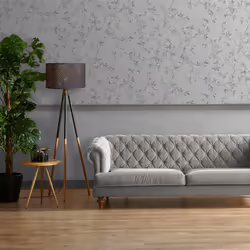 Darcy James Collection Japandi Leaf Wallpaper Grey Muriva 173571