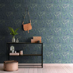Vale Leaf Wallpaper Green / Blue Muriva 221501