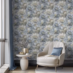 Muriva Aminah Floral Blue Wallpaper 224504
