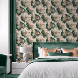 Muriva Elysian Floral Coral Teal Wallpaper 212505