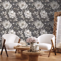 Muriva Alethia Floral Black Wallpaper 227503