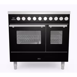 Ilve PDI096WE3BK, Range cooker, Black, Buttons, Rotary, Glossy black, Front / Top front, Electronic