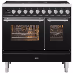 Ilve PDI096WE3MG, Range cooker, Black, Buttons, Rotary, Glossy black, Front / Top front, Electronic