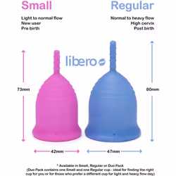 Libero Menstrual Cup - Regular - Soft Menstruation Cup - Flexible 100% Medical-Grade Silicone â Reusable Period Cup â Normal to Heavy Flow - High