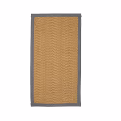 Natural Herringbone Weave Coir Rug or Runner with Coloured Border (7 Colours) - Grey