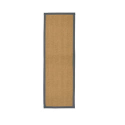 Natural Herringbone Weave Coir Rug or Runner with Coloured Border (7 Colours) - Grey