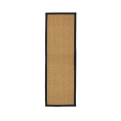 Natural Herringbone Weave Coir Rug or Runner with Coloured Border (7 Colours) - Black