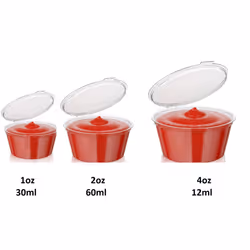- Clear Round Hinged Pots with Lids - Deli Pots - Perfect for Takeaways, Restaurants - Chutney, Ketchup Container & Hinged Sauce Pots (100 pcs, 1oz)