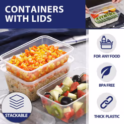 - 50pcs 500ml Clear Plastic Microwave Containers With Lids - Food Tubs Ideal For Takeaways & Restaurants - BPA Free
