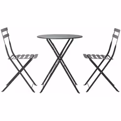 Bistro Table & 2 Chairs Set Grey Garden/Patio/Balcony Bistro Set