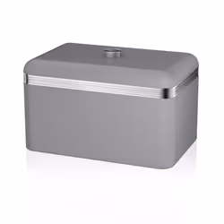 Swan Retro Grey Jug Kettle, 4 Slice Toaster, Bread Bin & 3 Canisters