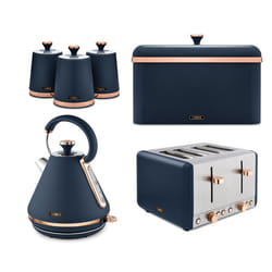 Tower Cavaletto Midnight Blue Kettle Toaster Bread Bin & Canisters