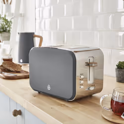 Swan Nordic Grey Kettle, 2 Slice Toaster, Microwave, Canisters, Mug Tree & Towel Pole