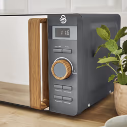 Swan Nordic Grey Kettle, 2 Slice Toaster, Microwave, Canisters, Mug Tree & Towel Pole