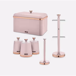 Tower Cavaletto Pink Bread Bin Canisters Towel Pole Mug Kitchen Set