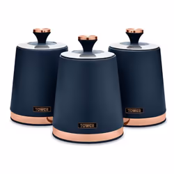 Tower Cavaletto Midnight Blue 6pc Kitchen Set Bread Bin Canisters Pole