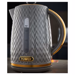 Tower Empire Grey Jug Kettle 4 Slice Toaster & Canisters Set