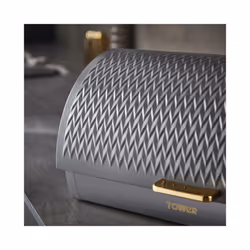 TOWER Empire Grey Jug Kettle 4 Slice Toaster & Bread Bin Set