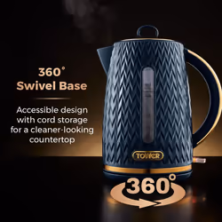 Tower Empire Kettle, 4 Slice Toaster & Canisters Kitchen Set Blue)