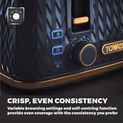 Tower Empire Kettle, 4 Slice Toaster & Canisters Kitchen Set Blue)
