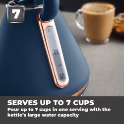 TOWER Cavaletto 1.7L 3 KW Pyramid Kettle and 4 Slice 1600W Toaster. Matching Kettle & 4 Slice Toaster Set in Midnight Blue & Rose Gold