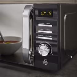 Swan Symphony Black Kettle, 2 Slice Toaster & Digital Microwave