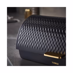 Tower Empire Black Jug Kettle, 4 Slice Toaster, Bread Bin & Canisters Set
