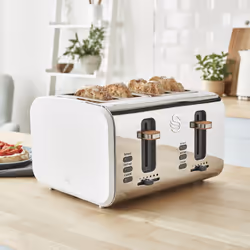 Swan Nordic White Kettle 4 Slice Toaster 3 Canisters Mug Tree Set