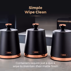 Tower Cavaletto T826131BLK Canisters Black & Rose Gold Kitchen Storage