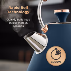 TOWER Cavaletto Pyramid Kettle & 4 Slice Toaster Midnight Blue/Rose Gold