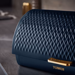 Tower Empire Bread Bin & Canisters in Midnight Blue & Brass